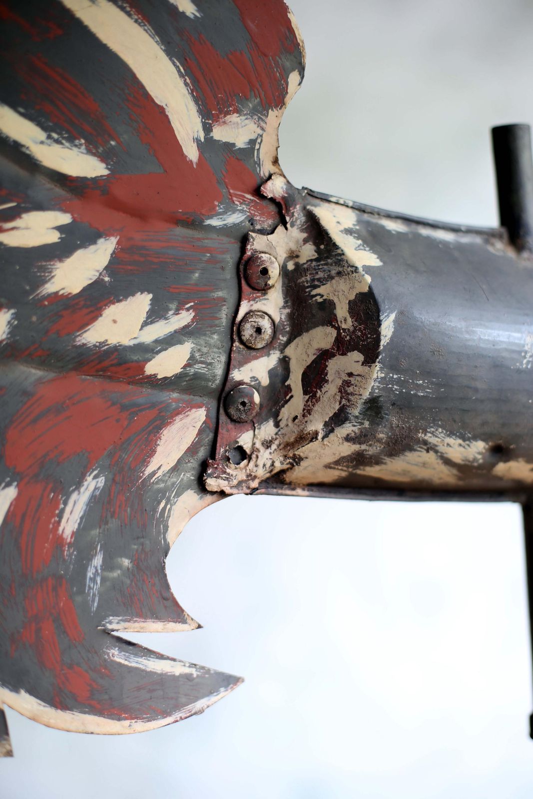 photo furniture Antique Primitive Cockerel Weather Vane Early French Painted Tin Rooster Roof Ornament Folk Art