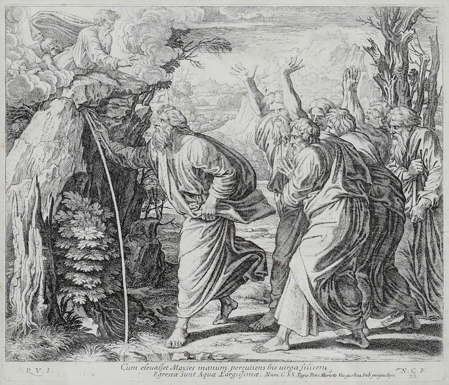 Nicolas Chaperon (1612 1656) After Raphael Engraving, Moses Strikes The Rock photo furniture