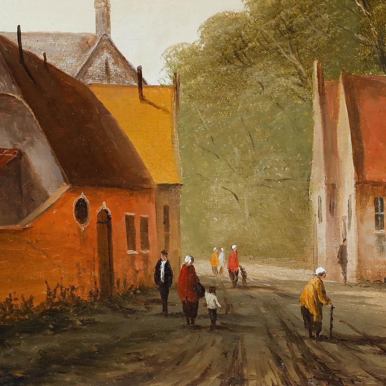 Late 19th Century Oil Continental Street Scene photo Art