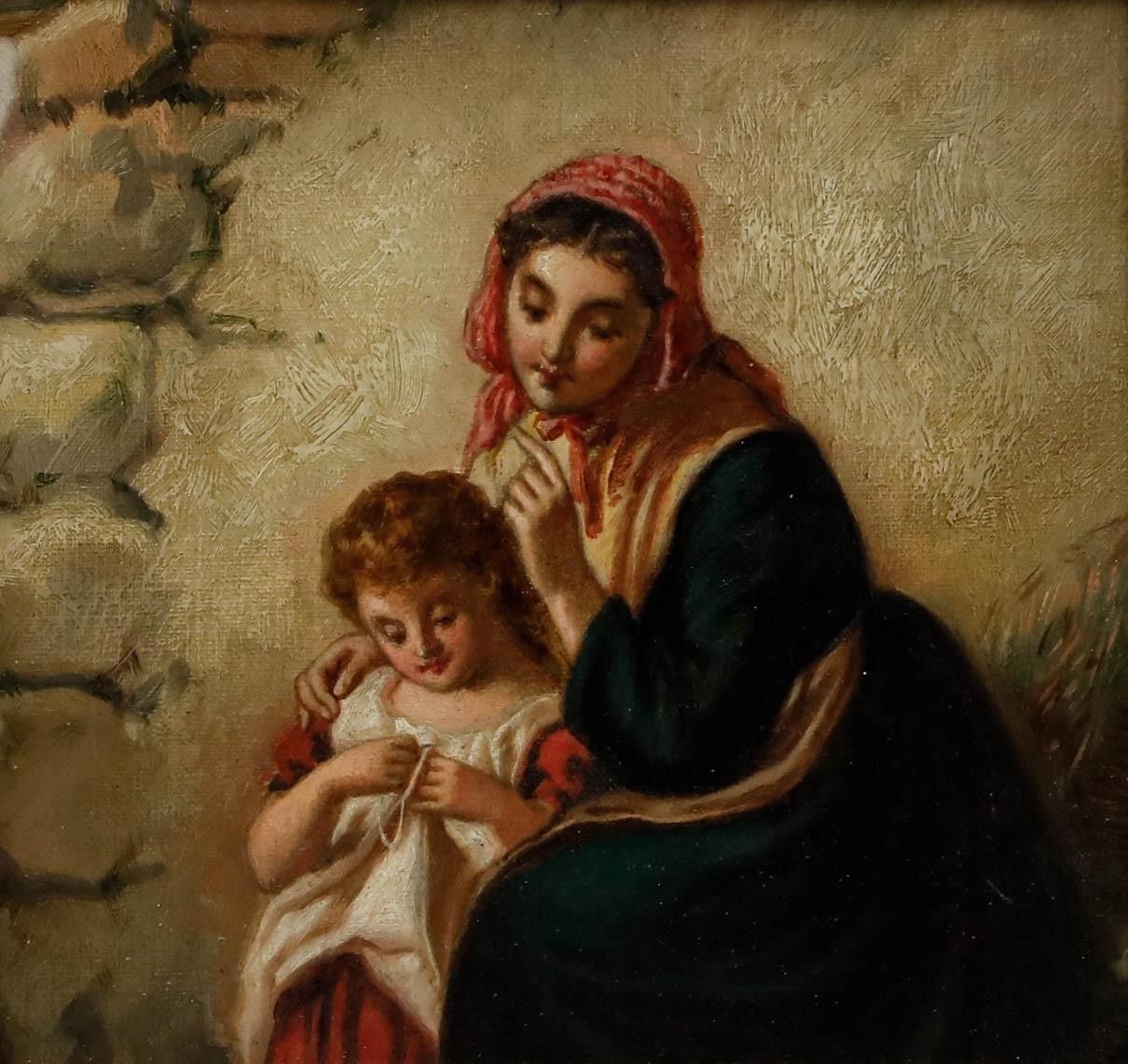 English School 19th Century Oil A Gentle Moment photo furniture