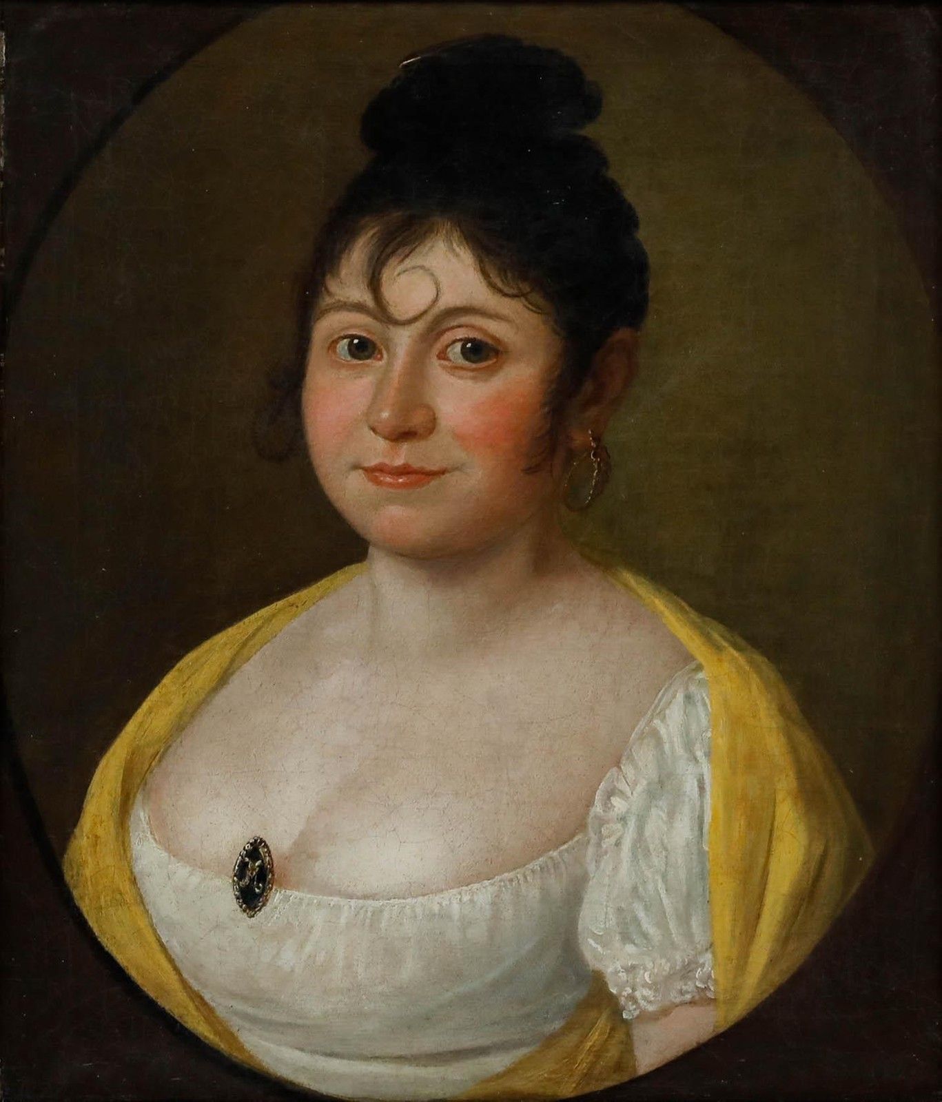 Fine Early 19th Century Oil Lady In A Yellow Shawl photo furniture