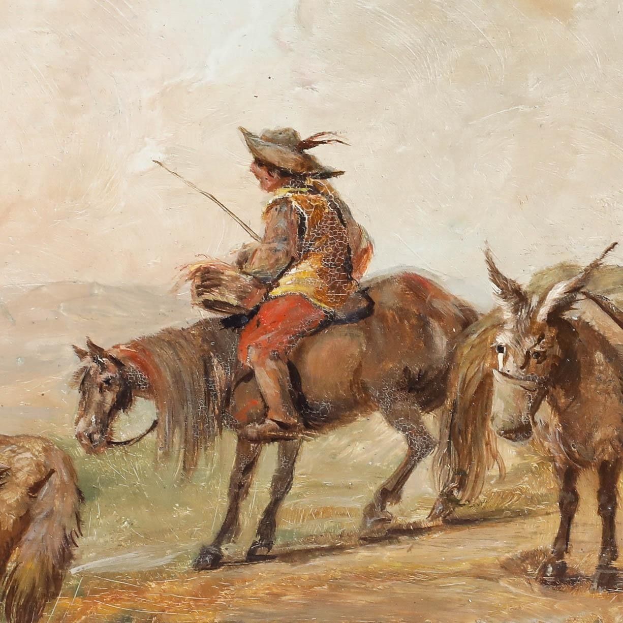 Folk Art Late 19th Century Oil Herding Goats photo Art