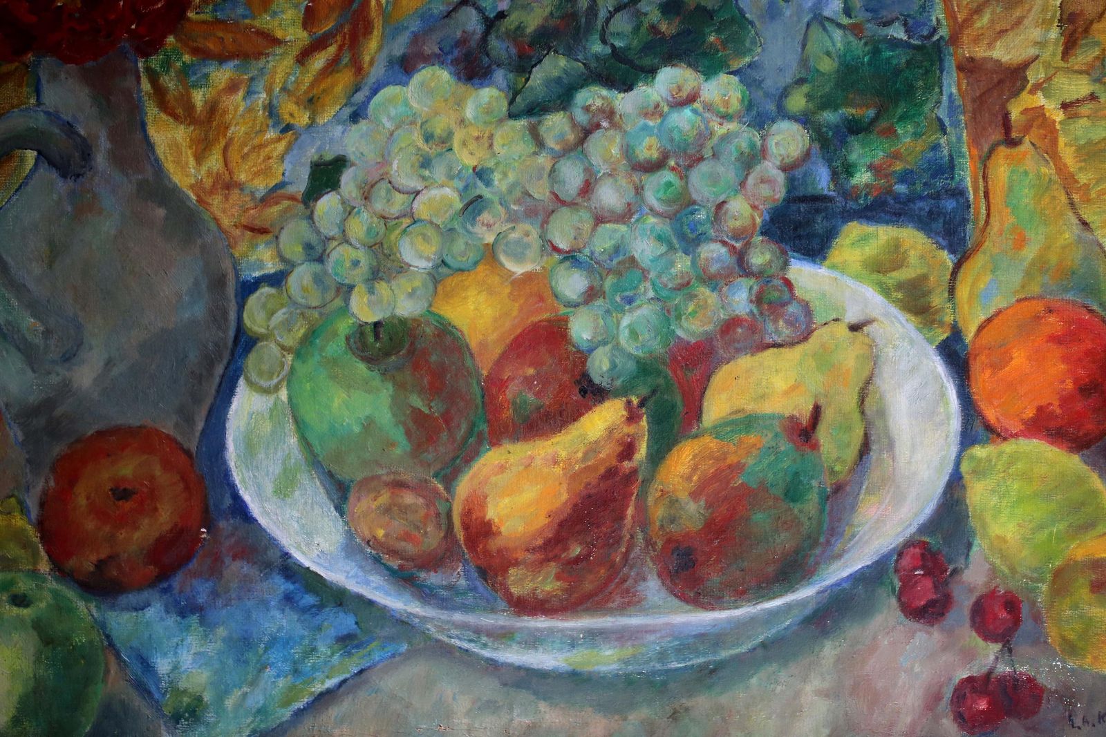 Original Still Life Oil Painting Artist Large Vintage Canvas Fruit Expressionist Art photo furniture