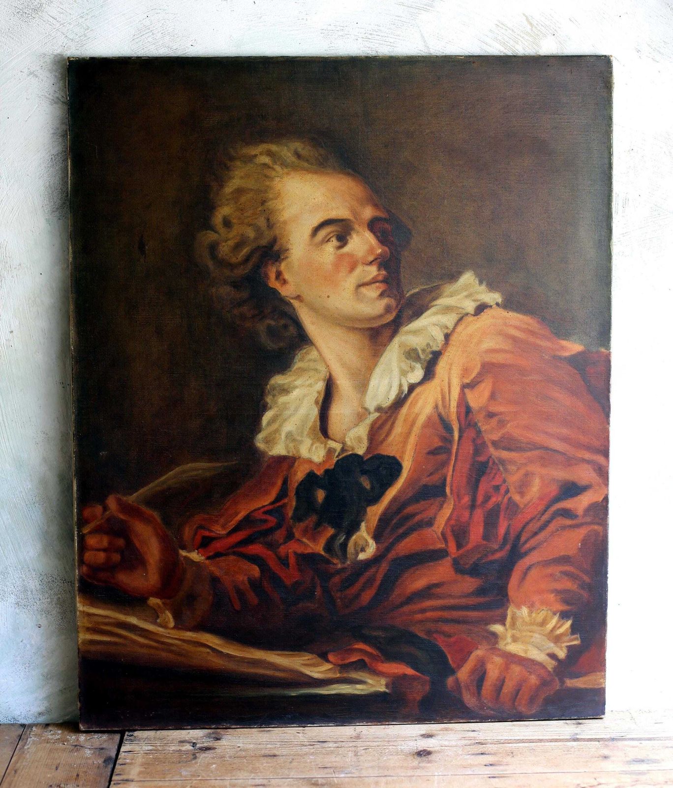 photo furniture Antique French Oil Painting: Male Writer Portrait After Fragonard
