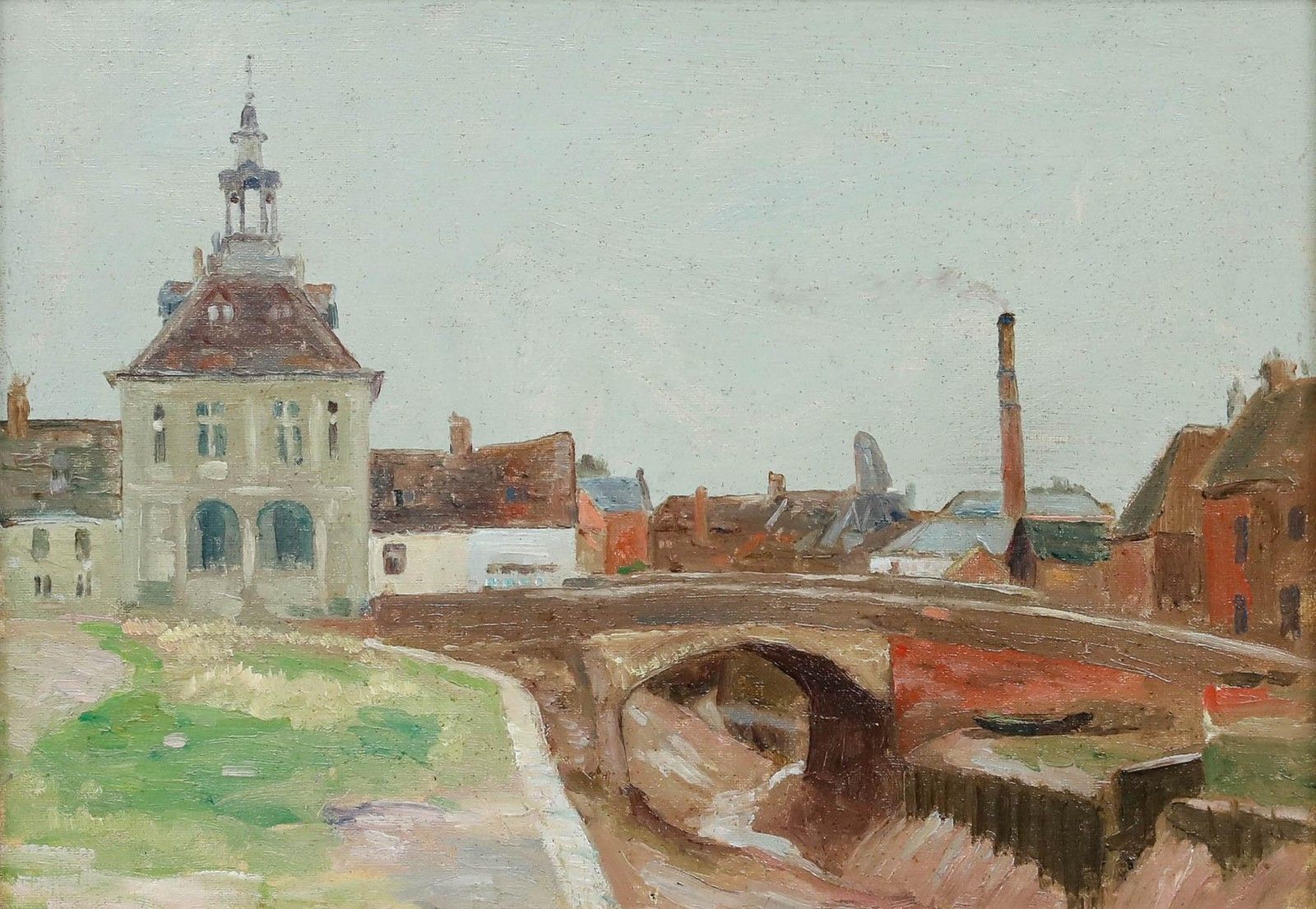 Robert Kirkland Jamieson (1880 1950) Early 20th Century Oil, Urban Town Scene photo furniture