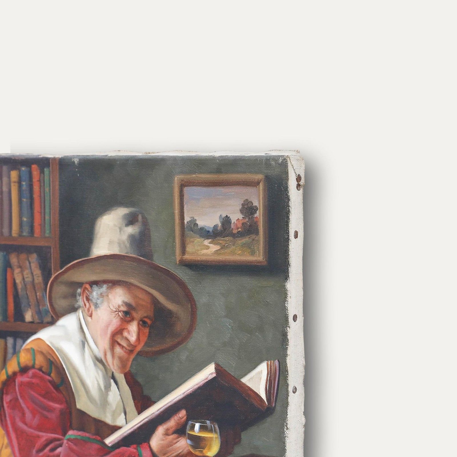 Emil Kuhlmann Reher (1886 1957) German Mid 20th Century Oil, Man With A Book photo vinterior