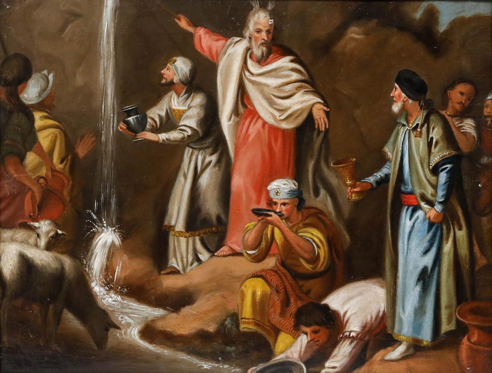 Late 19th Century Oil Moses Striking The Rock photo furniture