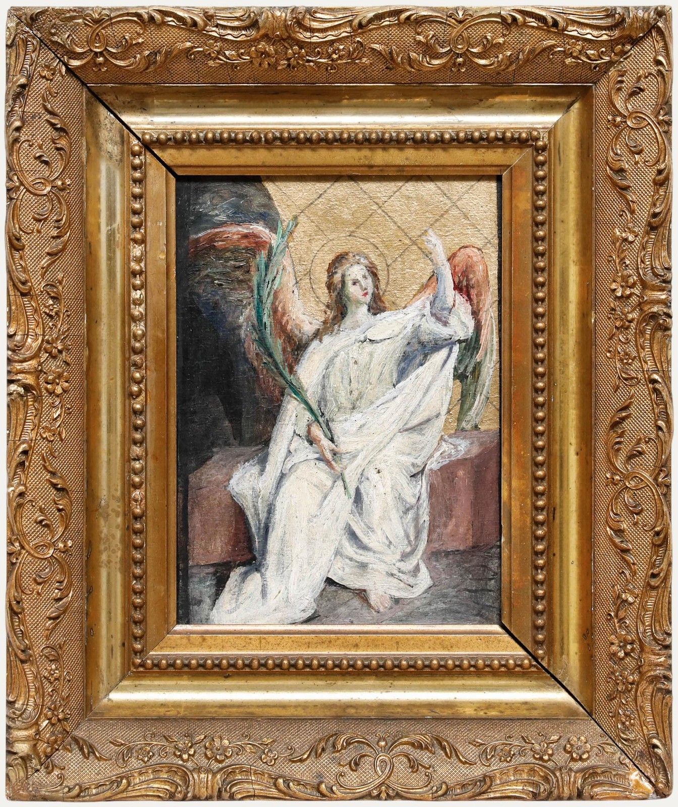 Sebastian Wirsching (B.1846) Framed Early 20th Century Oil, The Angel