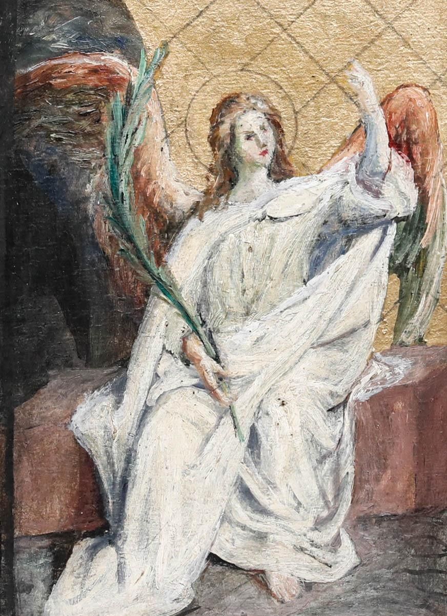 Sebastian Wirsching (B.1846) Framed Early 20th Century Oil, The Angel photo furniture
