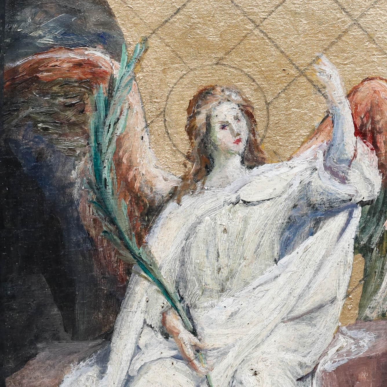 Sebastian Wirsching (B.1846) Framed Early 20th Century Oil, The Angel photo 295.0