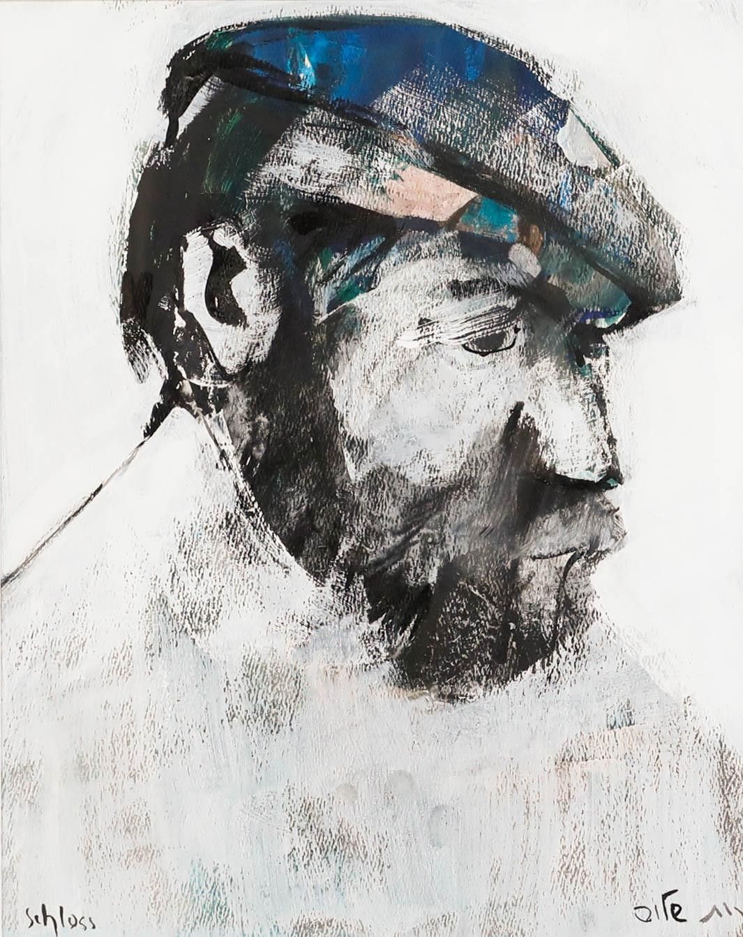 Ruth Schloss (1922 2013) Contemporary Mixed Media, Man In A Cap photo furniture
