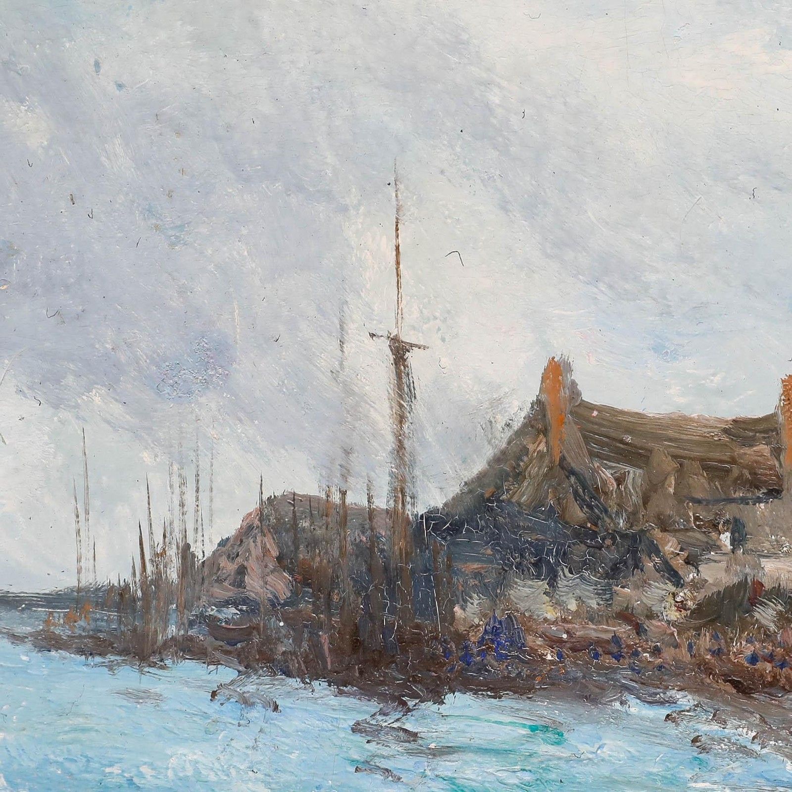 H. King Impressionist Mid 20th Century Oil, A Cloudy Day By The Coast photo Art