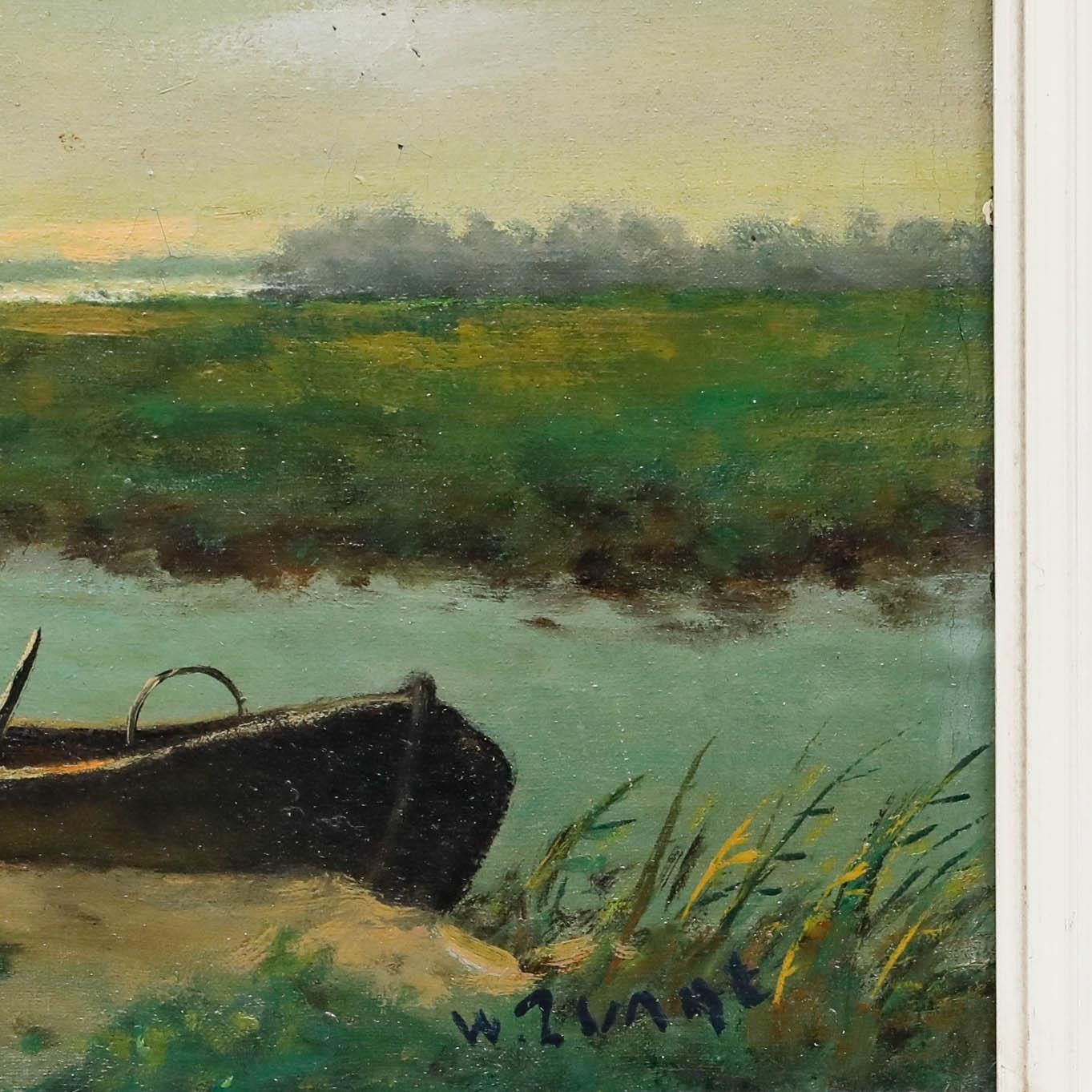 Willem Zwart (1867 1957) Dutch School Mid 20th Century Oil, The Rowing Boat photo buy