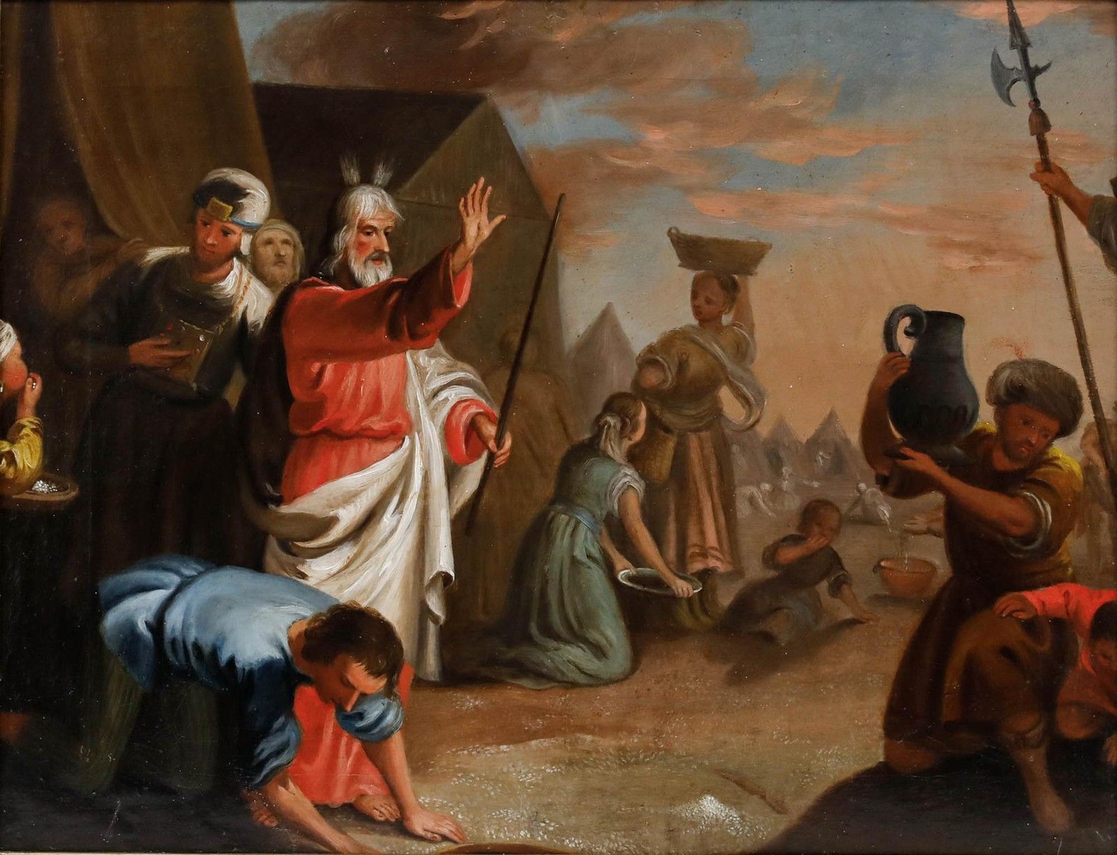 Late 19th Century Oil Moses With His Followers photo furniture