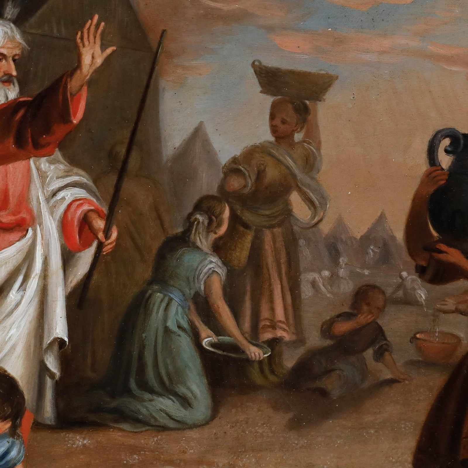 Late 19th Century Oil Moses With His Followers photo Art