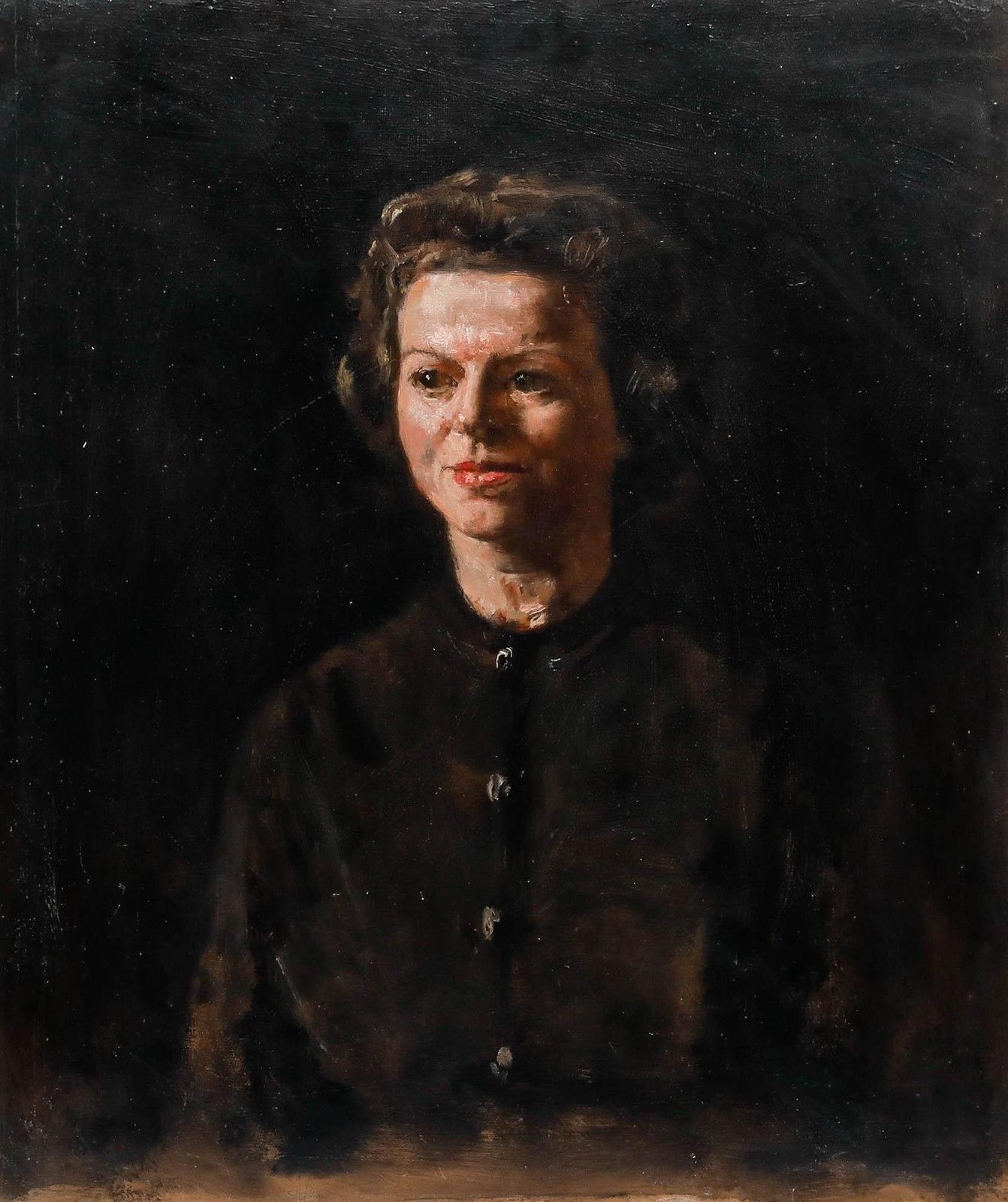 George Weissbort (1928 2013) 20th Century Oil, Lady In The Brown Cardigan photo furniture
