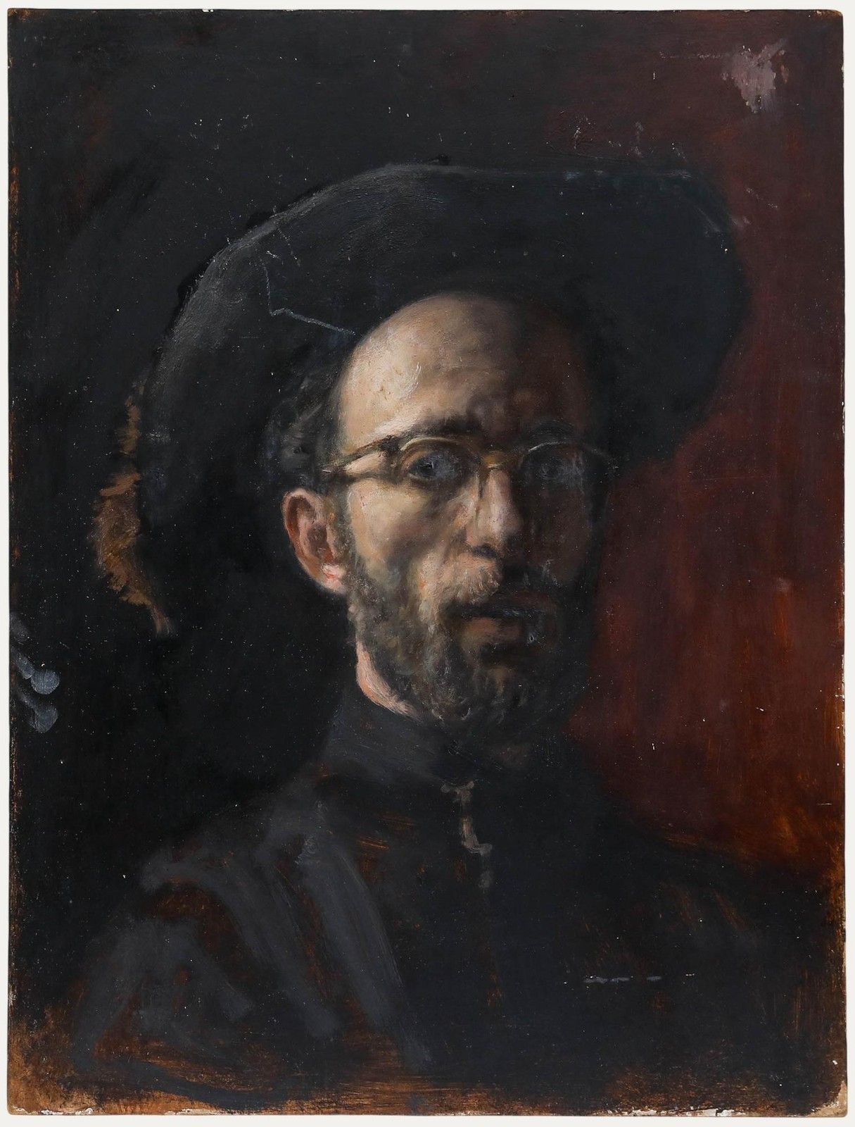 George Weissbort (1928 2013) 20th Century Oil, Self Portrait With Hat