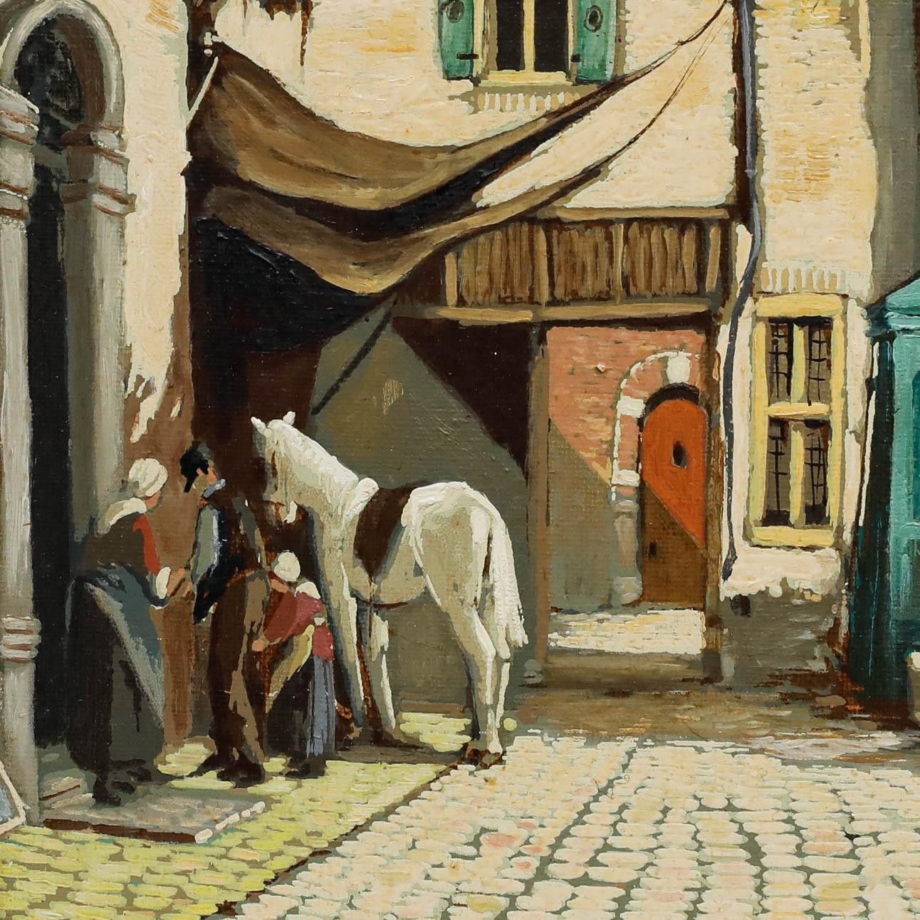 Pieter Cornelis Steenhouwer (1896 1972) Mid 20th Century Oil, The Water Pump photo Art