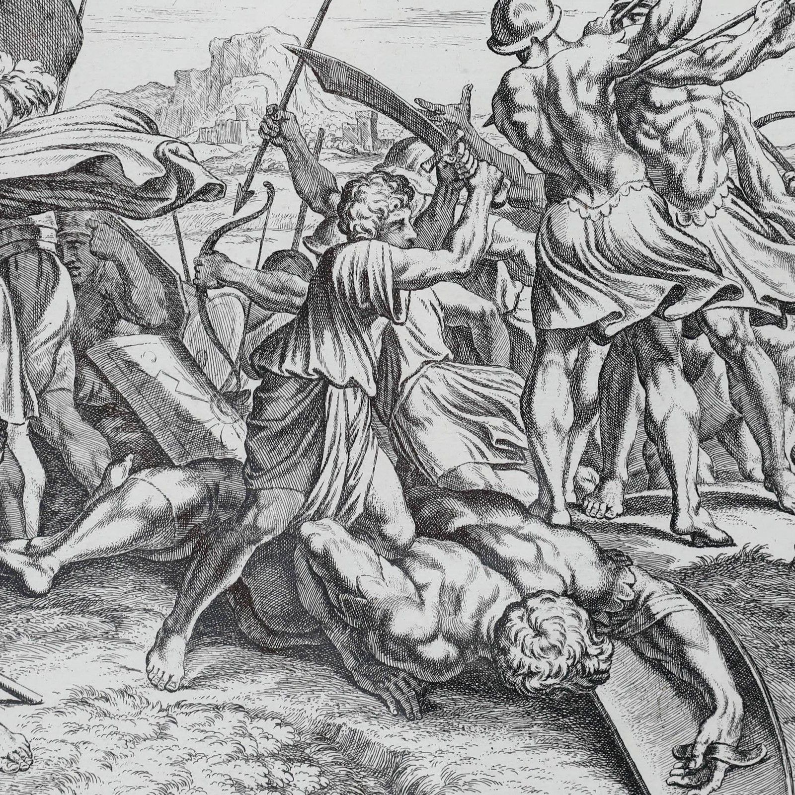 Nicolas Chaperon (1612 1656) After Raphael Engraving, David And Goliath photo buy