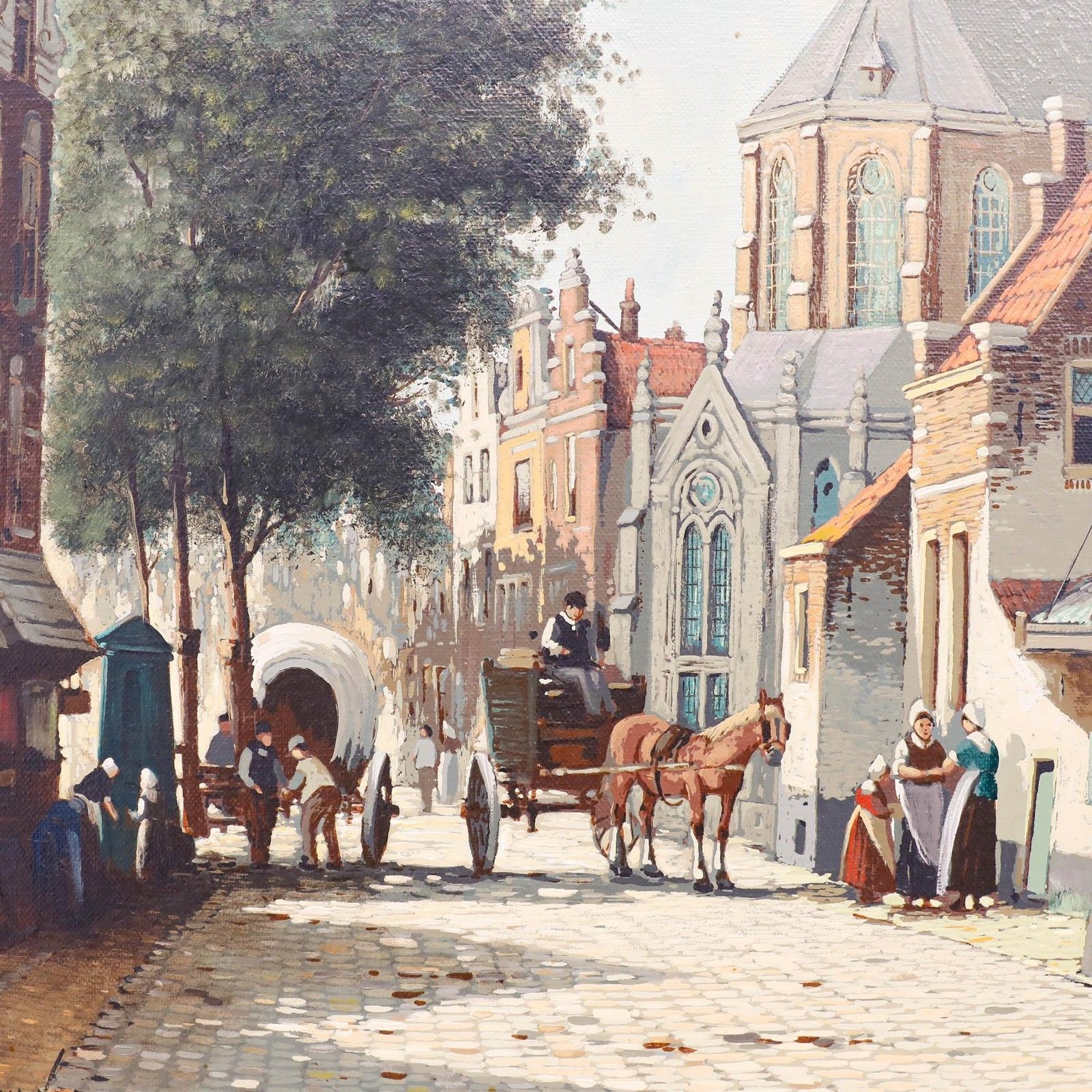 Pieter Cornelis Steenhouwer (1896 1972) Mid 20th Century Oil, Cobbled Street photo Art