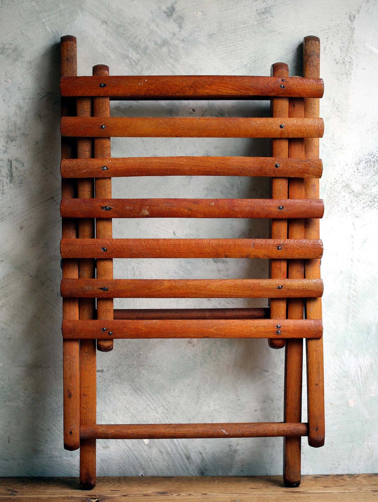 Folding Table Antique Wooden French Camping Stool Fishing Slatted Artists Seat Campaign Furniture photo Furniture