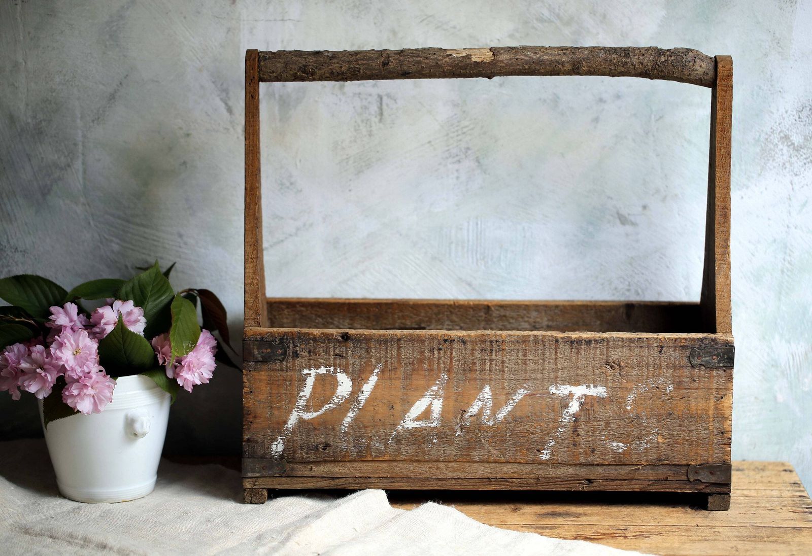 Antique Wooden Plant Carrier Garden Trug Flower Basket photo furniture