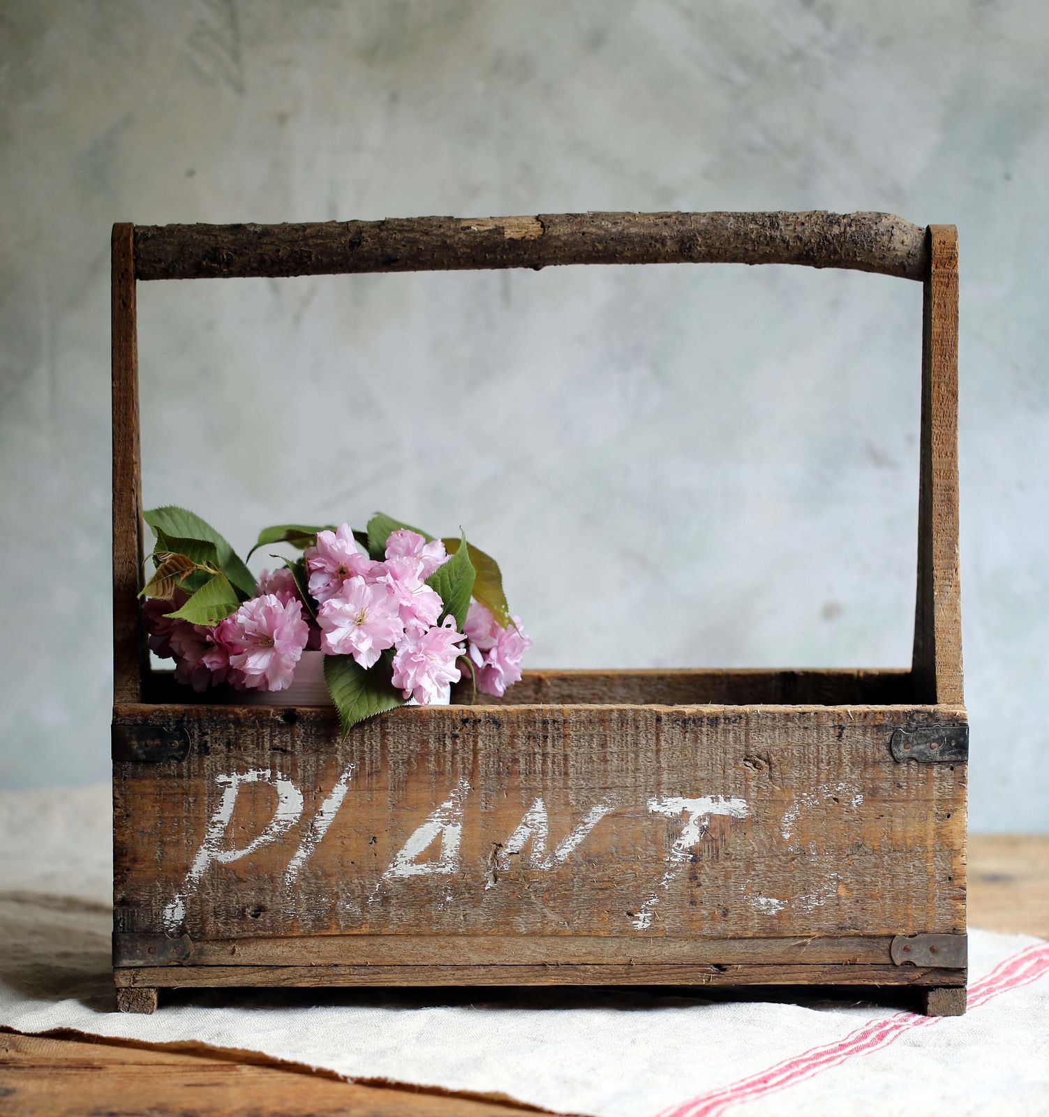Antique Wooden Plant Carrier Garden Trug Flower Basket photo Home Decor