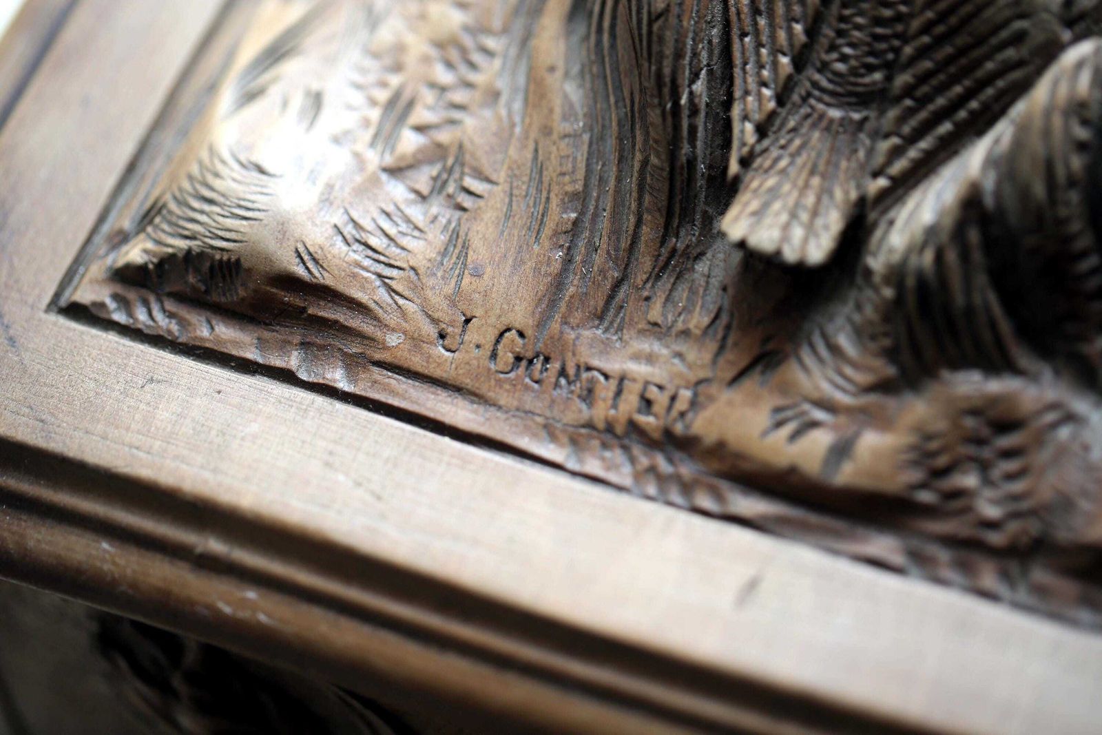 Antique French Pow Carved Wood Box: Trench Art, Signed 1918 photo Home Decor