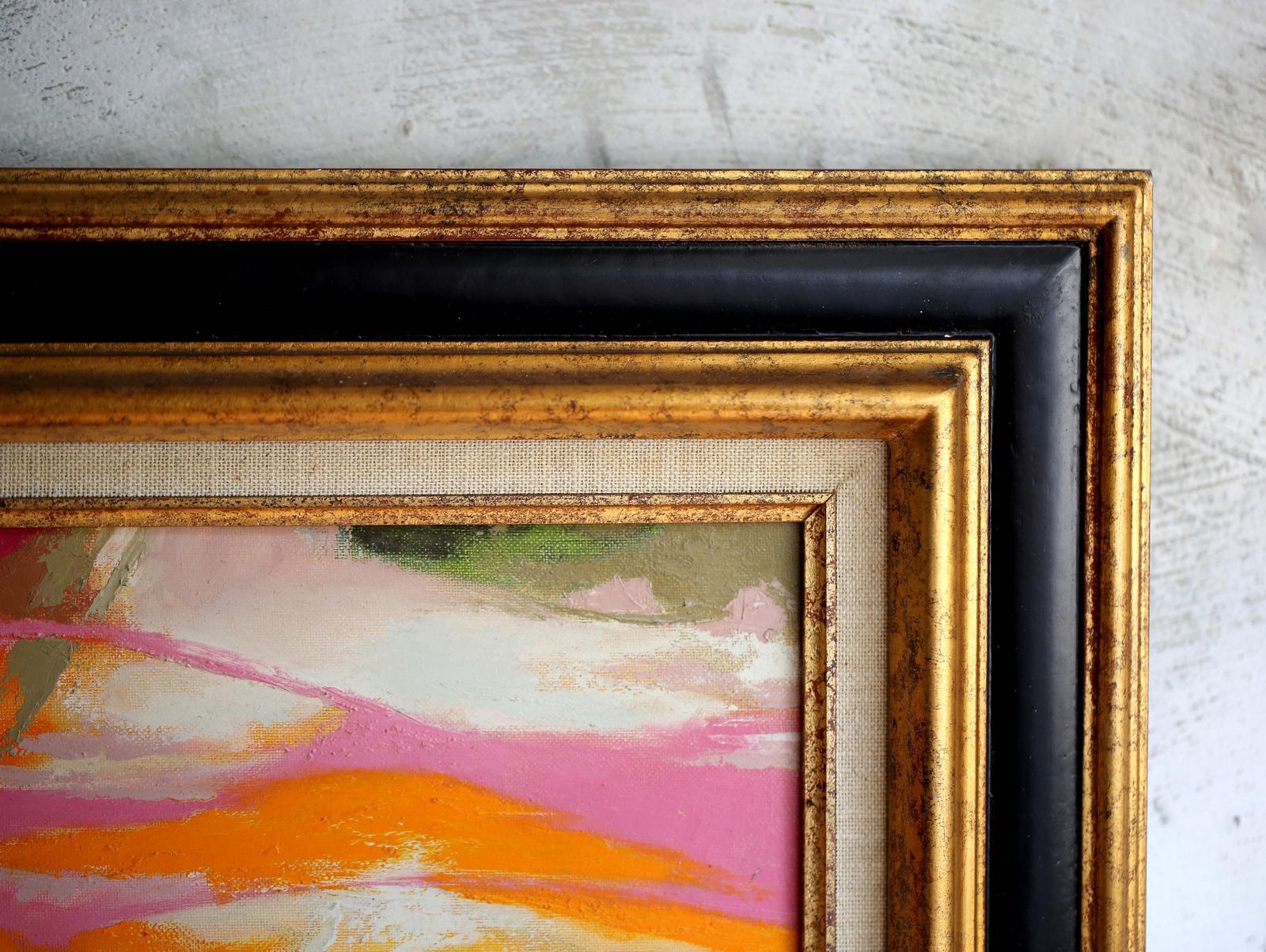 Large French Abstract Floral Oil Painting Canvas Art Flowers Framed Still Life Christian Leo photo 259.0