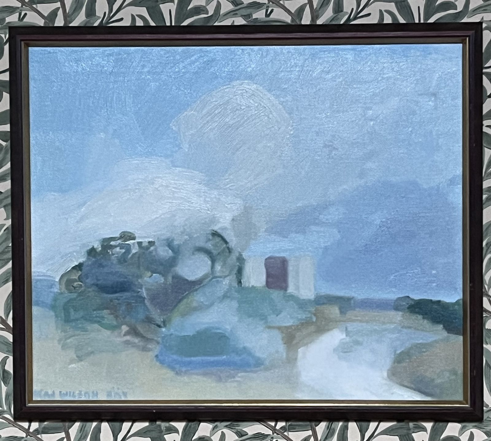 Blue Abstract Landscape, 1977, Swedish Listed Artist Kaj Wilson (1940 ), Oil On Stretched Canvas