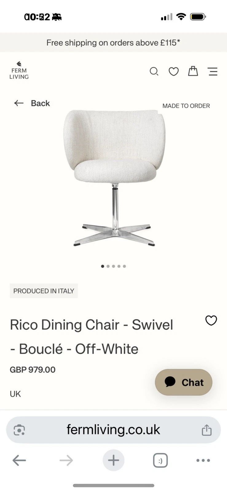 Ferm Living Rico Swivel Chairs Set Of 4   Off White   Bouclé   Rrp £3916 photo for sale