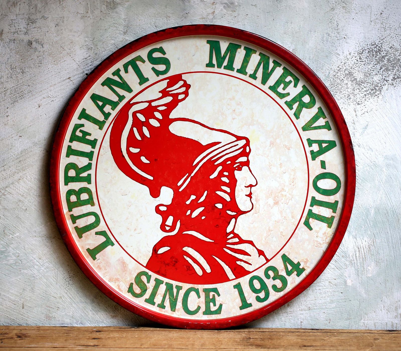 Vintage Enamel Sign Metal Advertising Sign Minerva Lubricants Since 1934