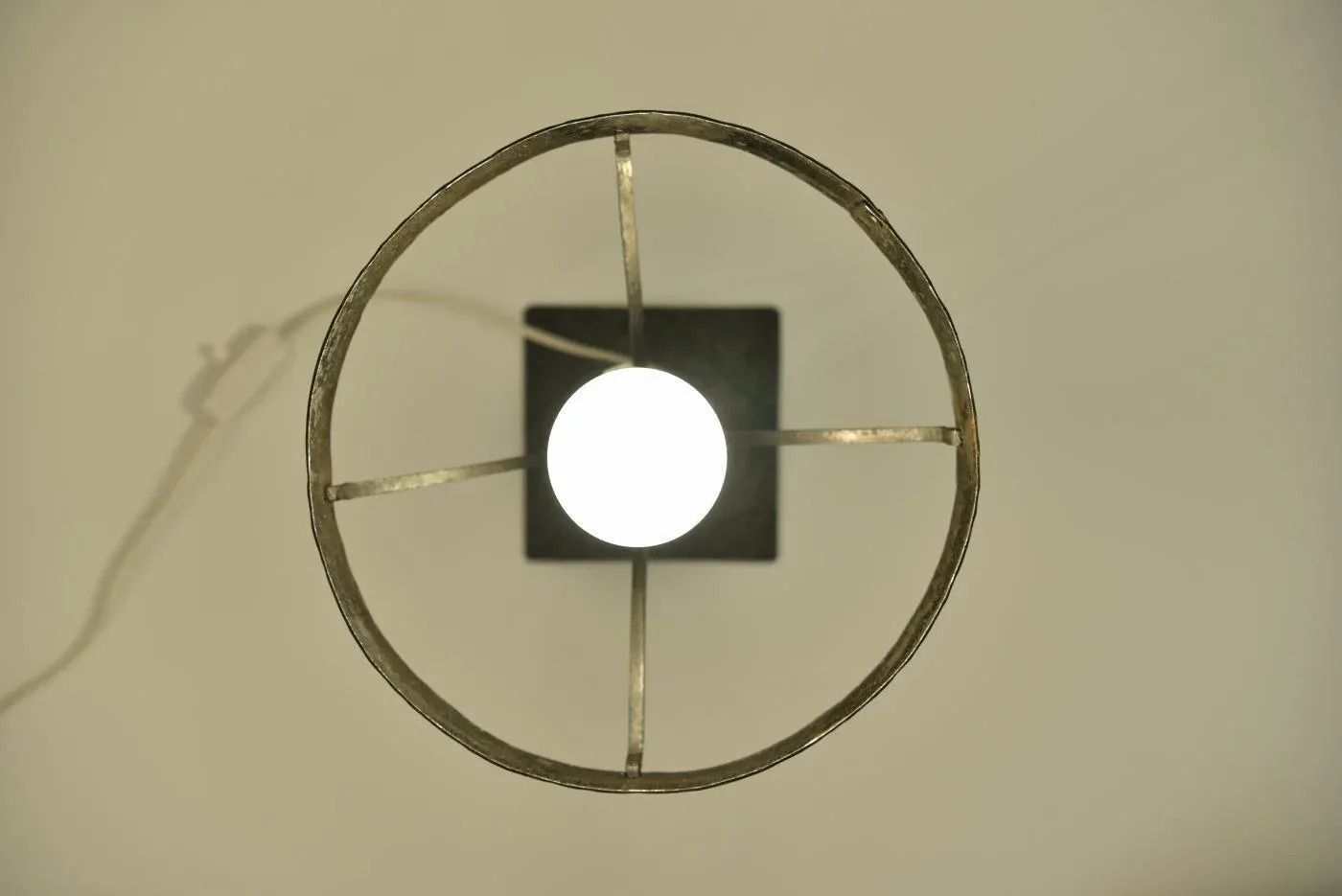 photo furniture Art Nouveau Swedish Wrought Iron And Hand Blown Glass Table Lamp, 1910s
