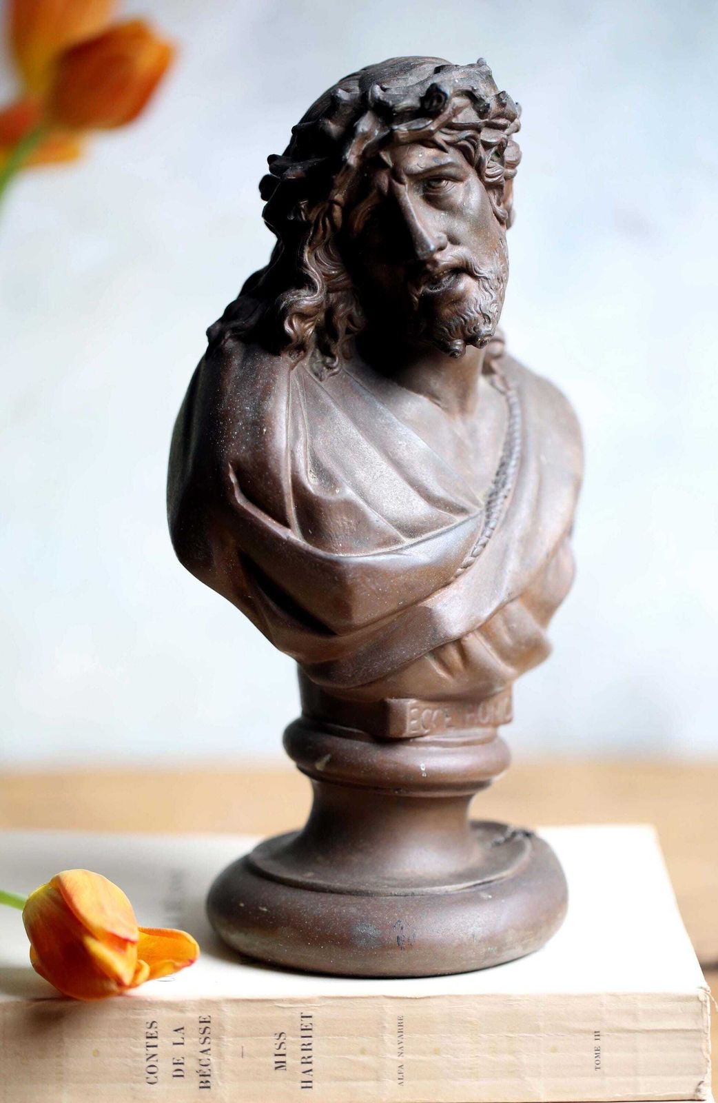 photo for sale Antique Bust Jesus Christ Religious Altar Church Statue Ecce Homo Behold The Man