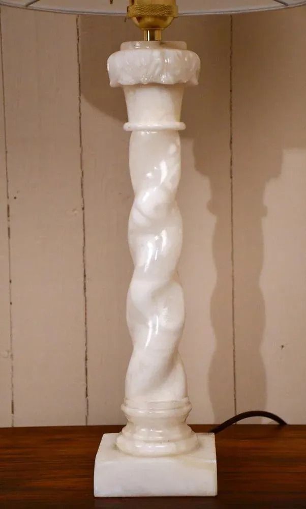 Large Swedish White Alabaster Table Lamps By Nordic Company, From Nordiska Kompaniet, Set Of 2 photo for sale