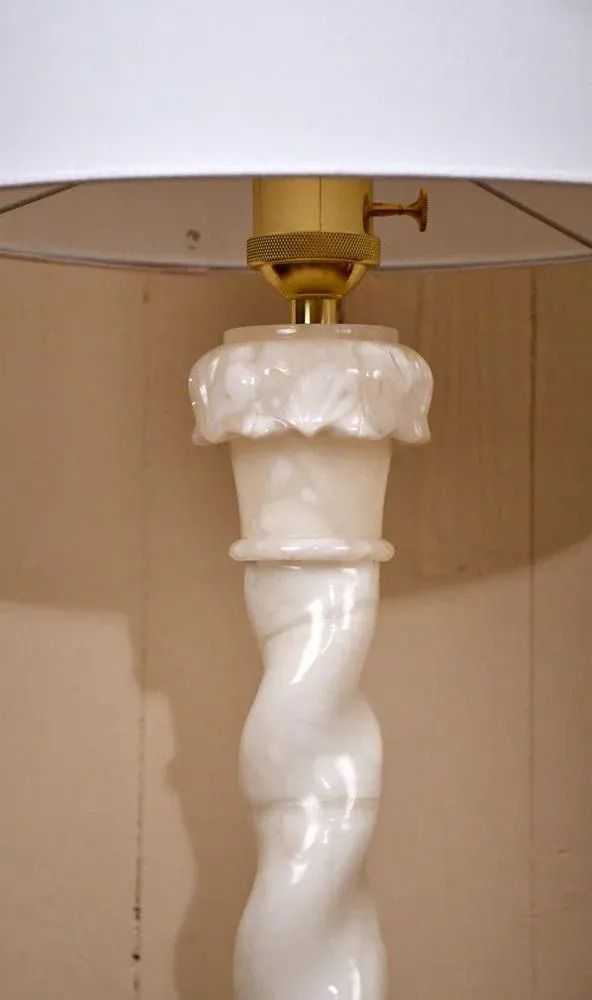 Large Swedish White Alabaster Table Lamps By Nordic Company, From Nordiska Kompaniet, Set Of 2 photo 2293.0