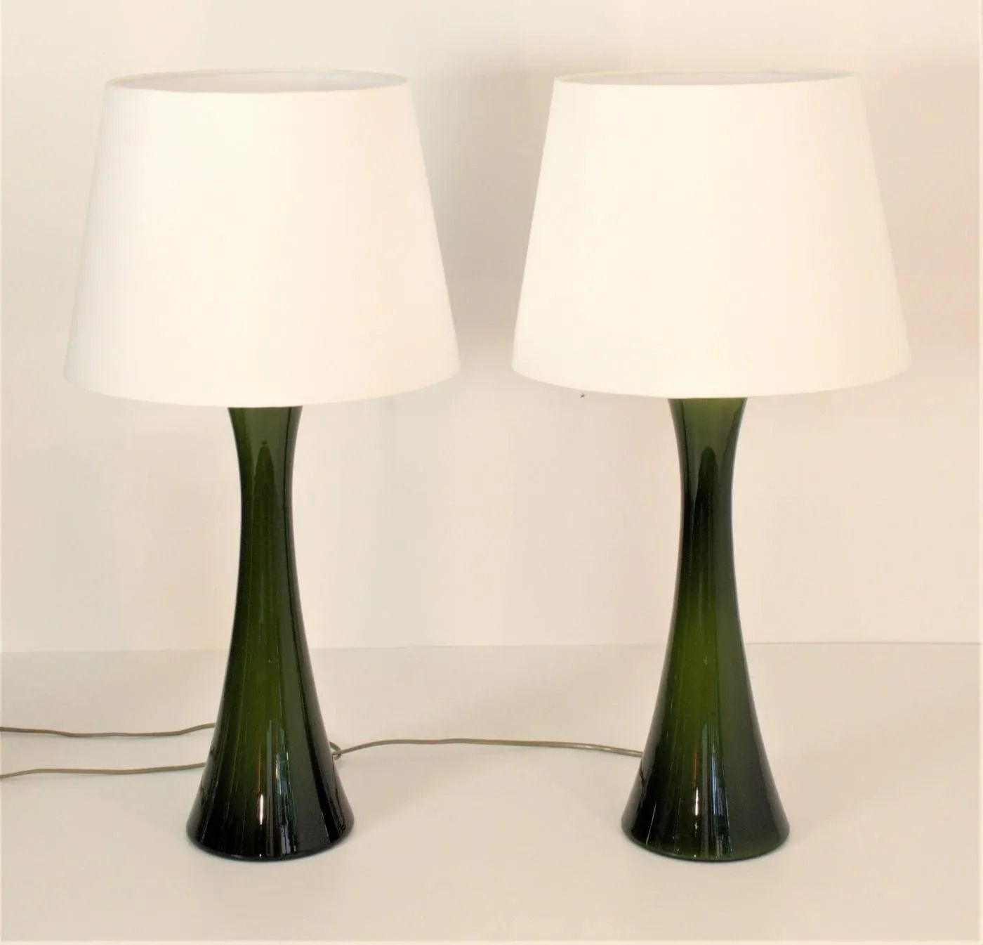 Modern Swedish Olivegreen Glass Table Lamps By Bernt Nordstedt For Bergboms, Set Of 2 photo 2354.0