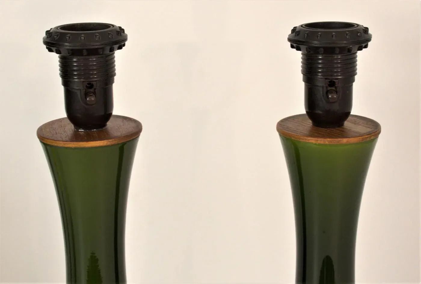 Modern Swedish Olivegreen Glass Table Lamps By Bernt Nordstedt For Bergboms, Set Of 2 photo vinterior