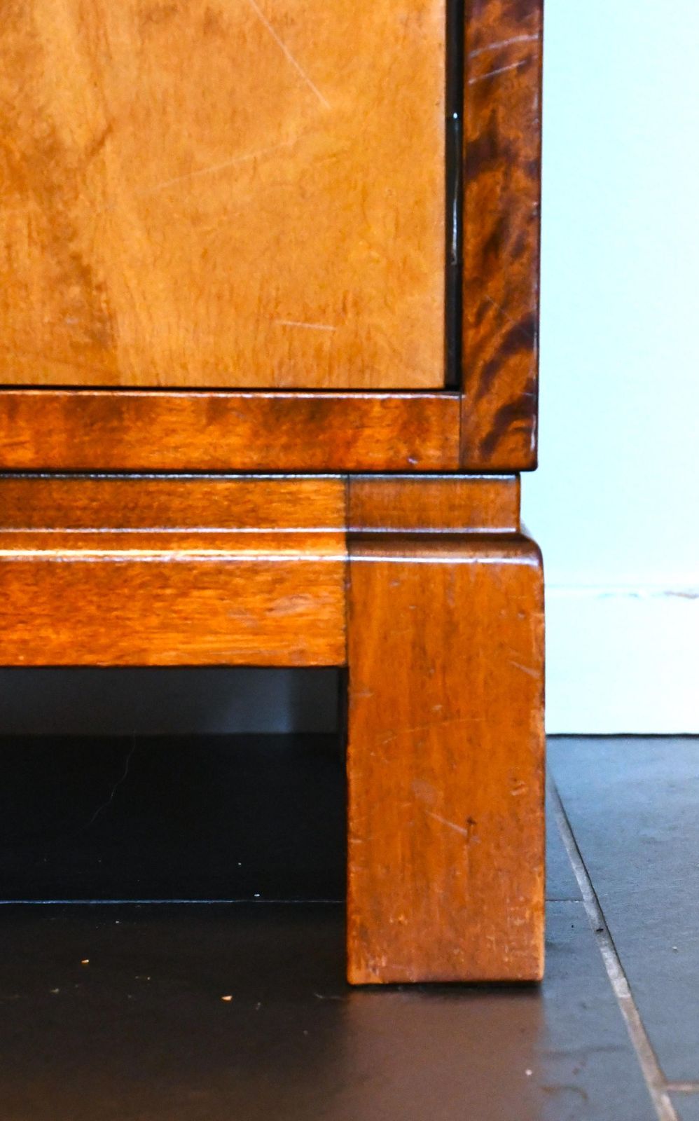 3658.0 Swedish Grace Flamed Birch And Maccasar Intarsia Cabinet Attributed To Smf For Bodafors, 1930s photo