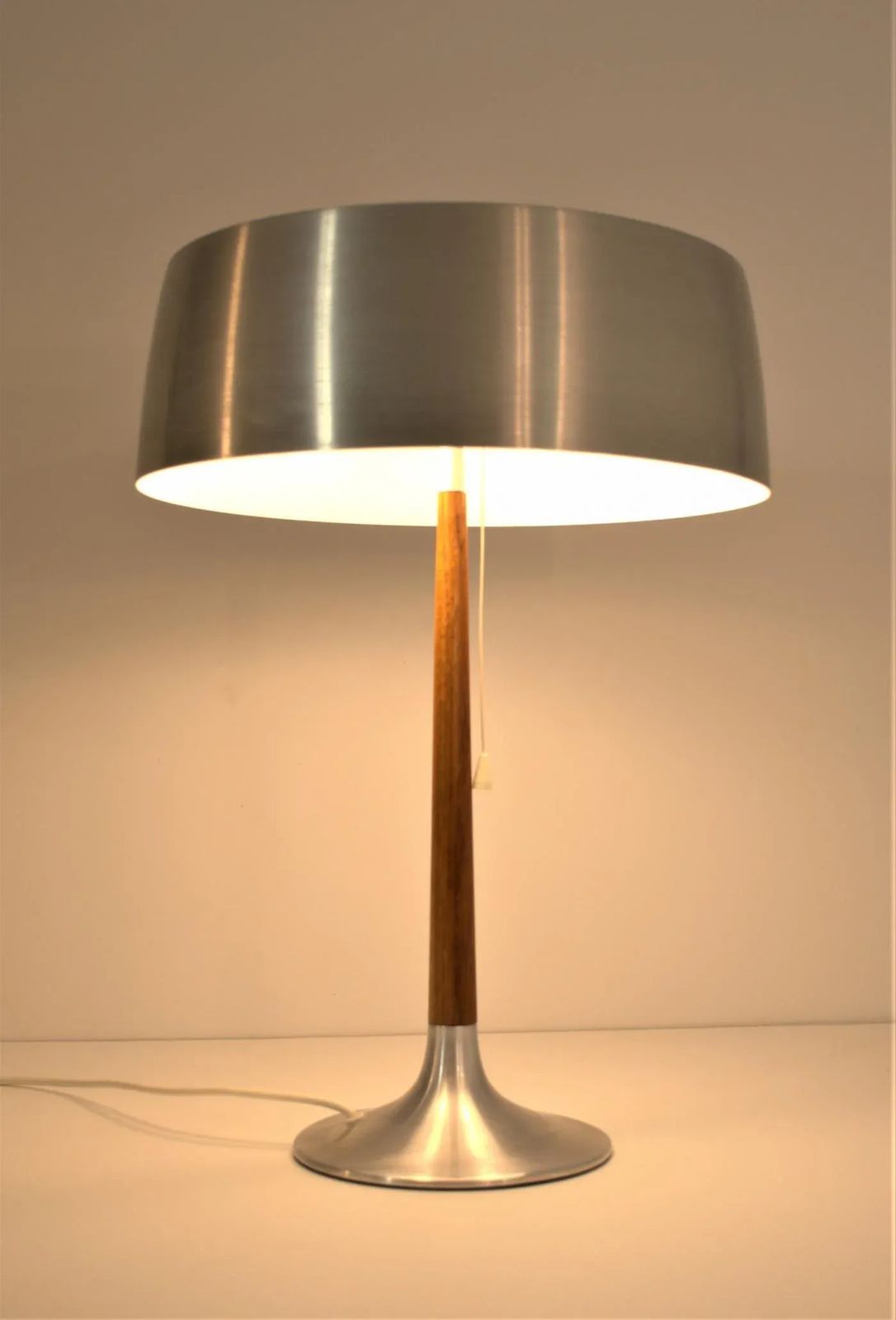 Large Teak And Brushed Aluminium Table Lamp By Svend Aage Holm Sörensen For Asea, 1950s photo furniture