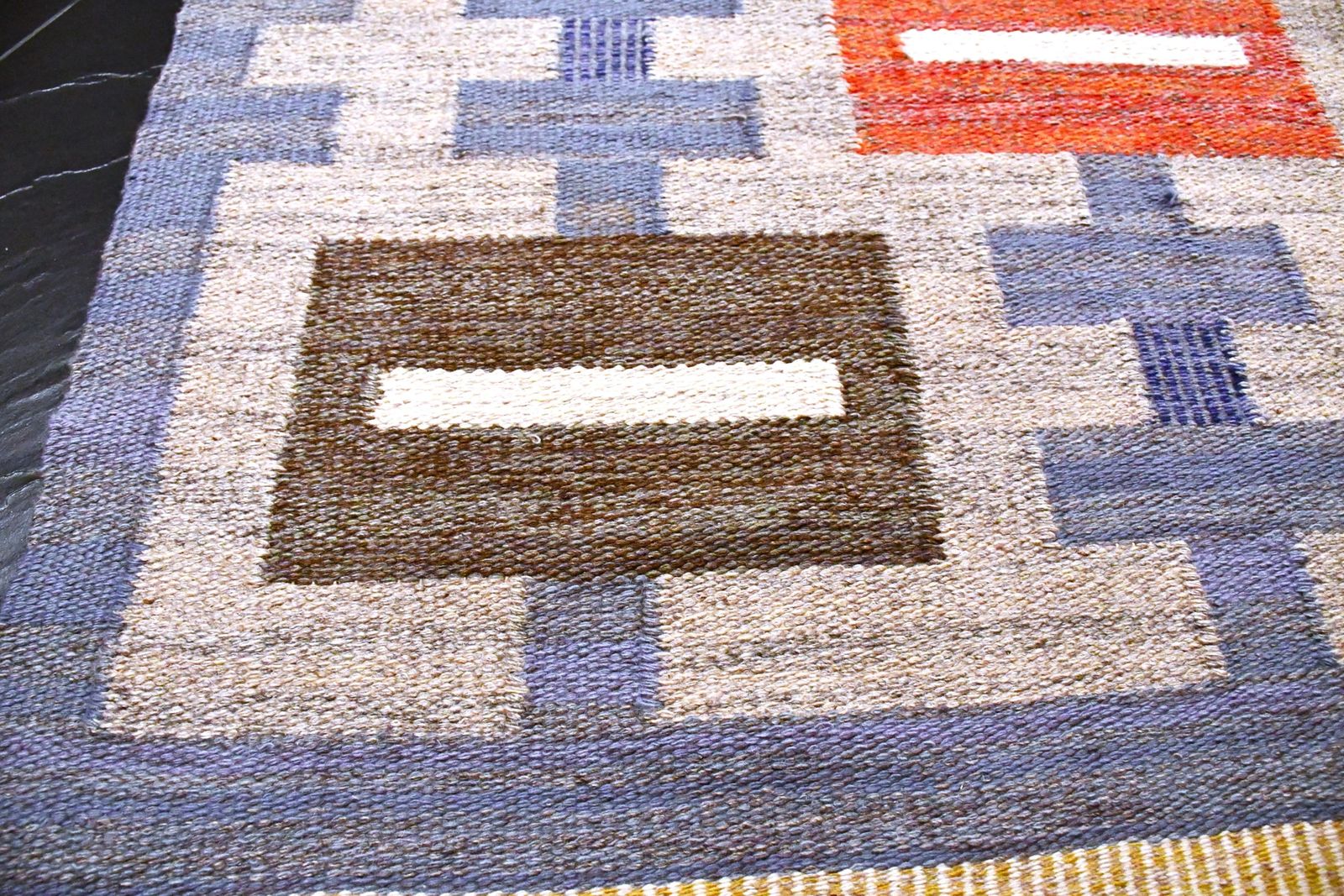 Vintage Swedish Handwoven Röllakan Wool Rug By Konstfliten, 1950s photo for sale