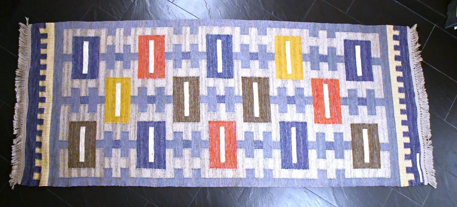 Vintage Swedish Handwoven Röllakan Wool Rug By Konstfliten, 1950s photo vinterior