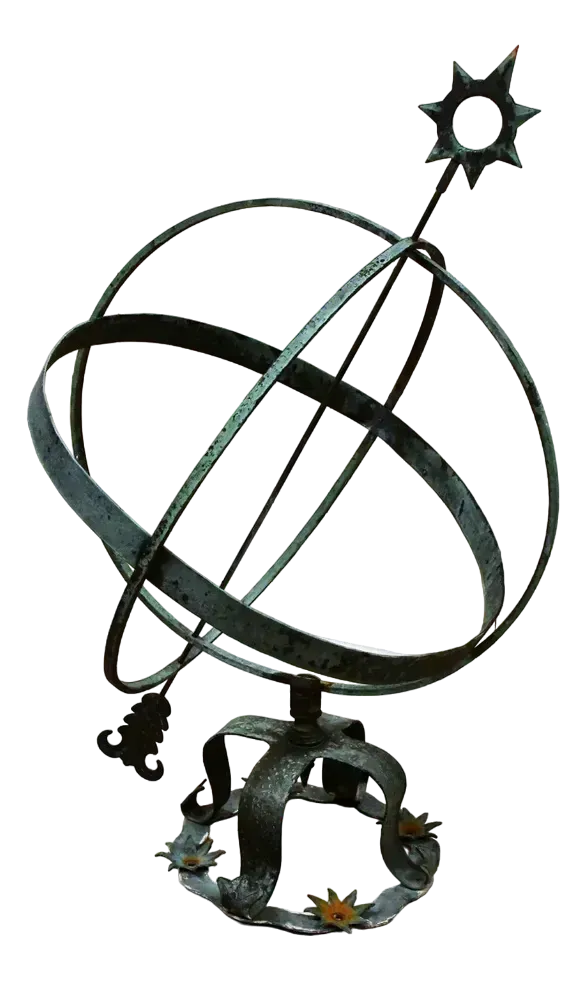 Large Swedish Garden Wrought Copper Sundial, 1950s
