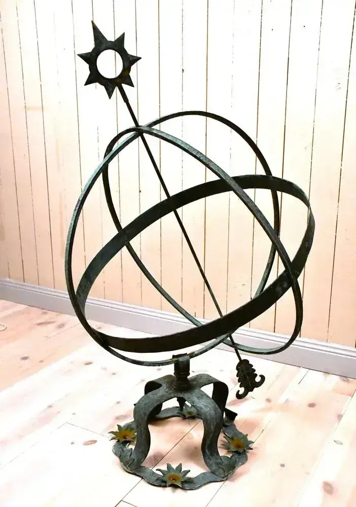 Large Swedish Garden Wrought Copper Sundial, 1950s photo 1140.0