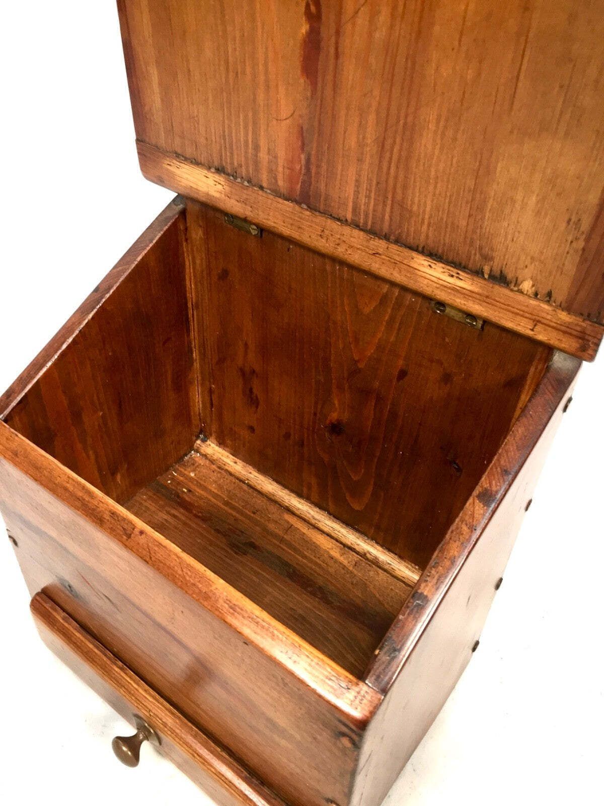 Antique Arts And Crafts Wooden Pine Salt / Candle Box / C.1900 / Wall Hanging photo vinterior