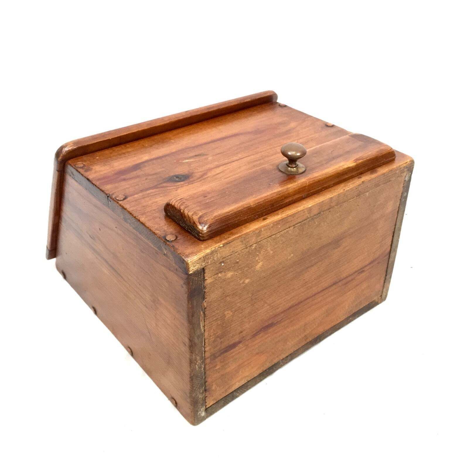 photo furniture Antique Arts And Crafts Wooden Pine Salt / Candle Box / C.1900 / Wall Hanging