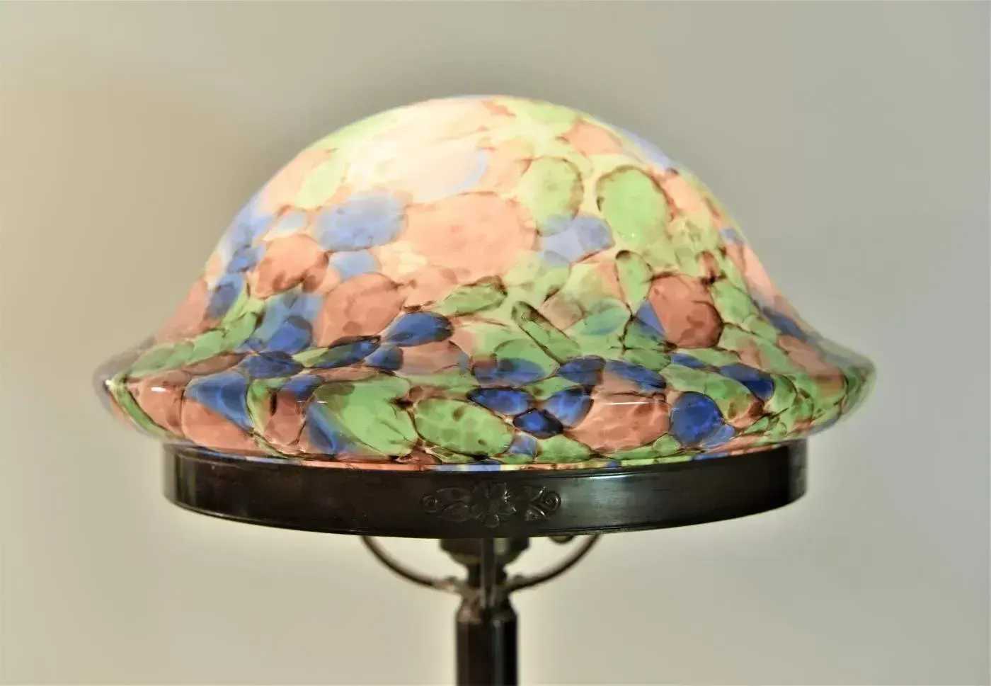 Swedish Grace Copper And Glass Table Lamp, Sweden, 1920s photo vinterior