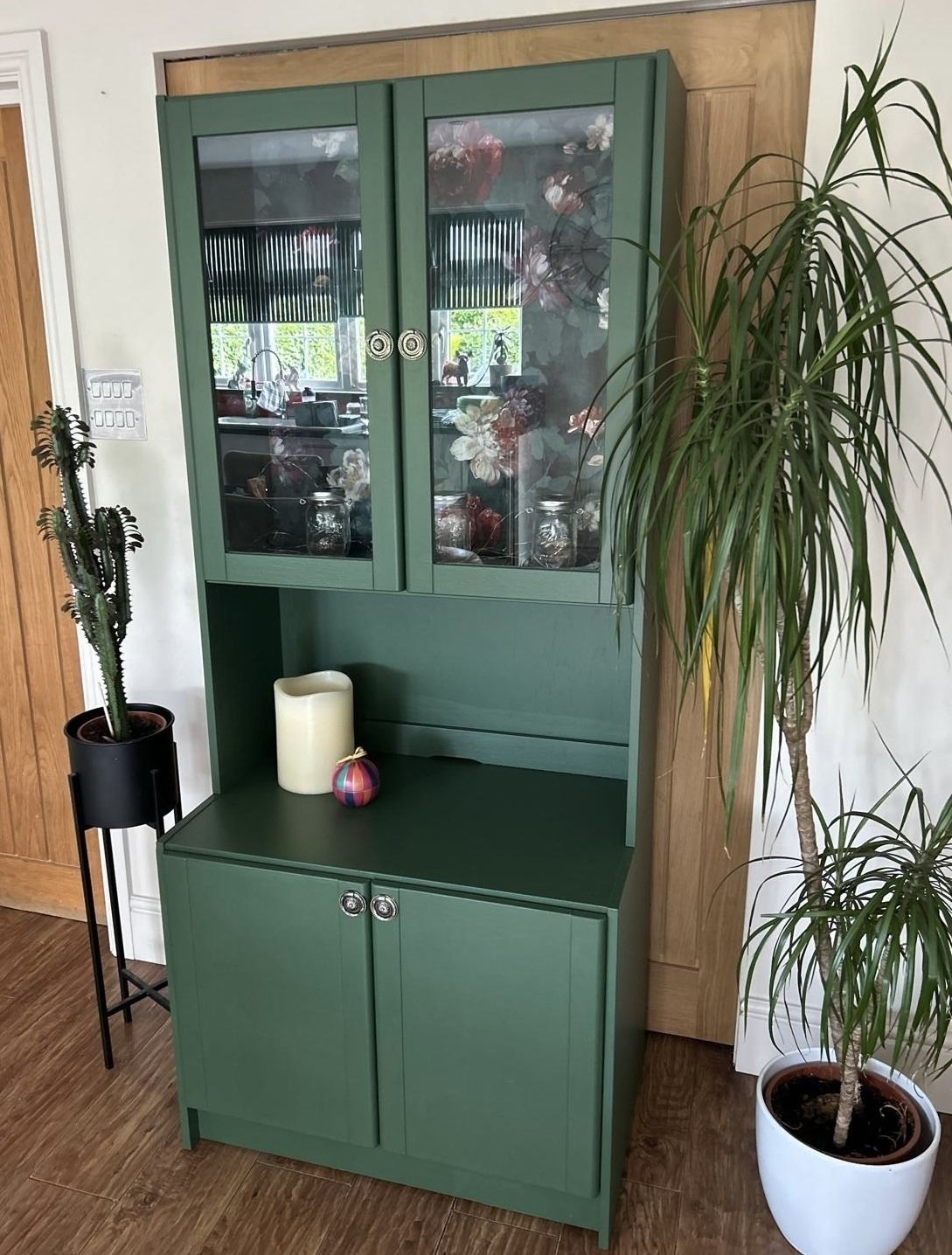 Upcycled Dark Green Floral Dresser/Display Cabinet photo Furniture