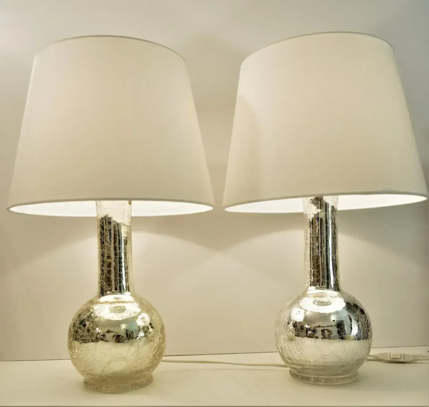Mercury Glass Table Lamps By Luxus By Uno & östen Kristiansson, Set Of 2 photo for sale