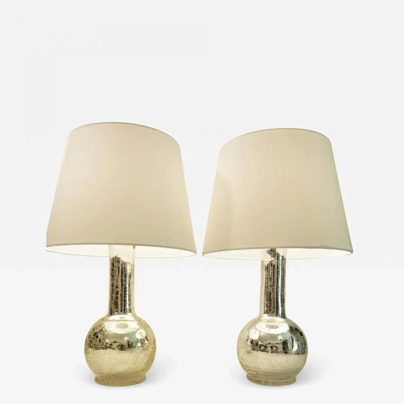 photo for sale Mercury Glass Table Lamps By Luxus By Uno & östen Kristiansson, Set Of 2